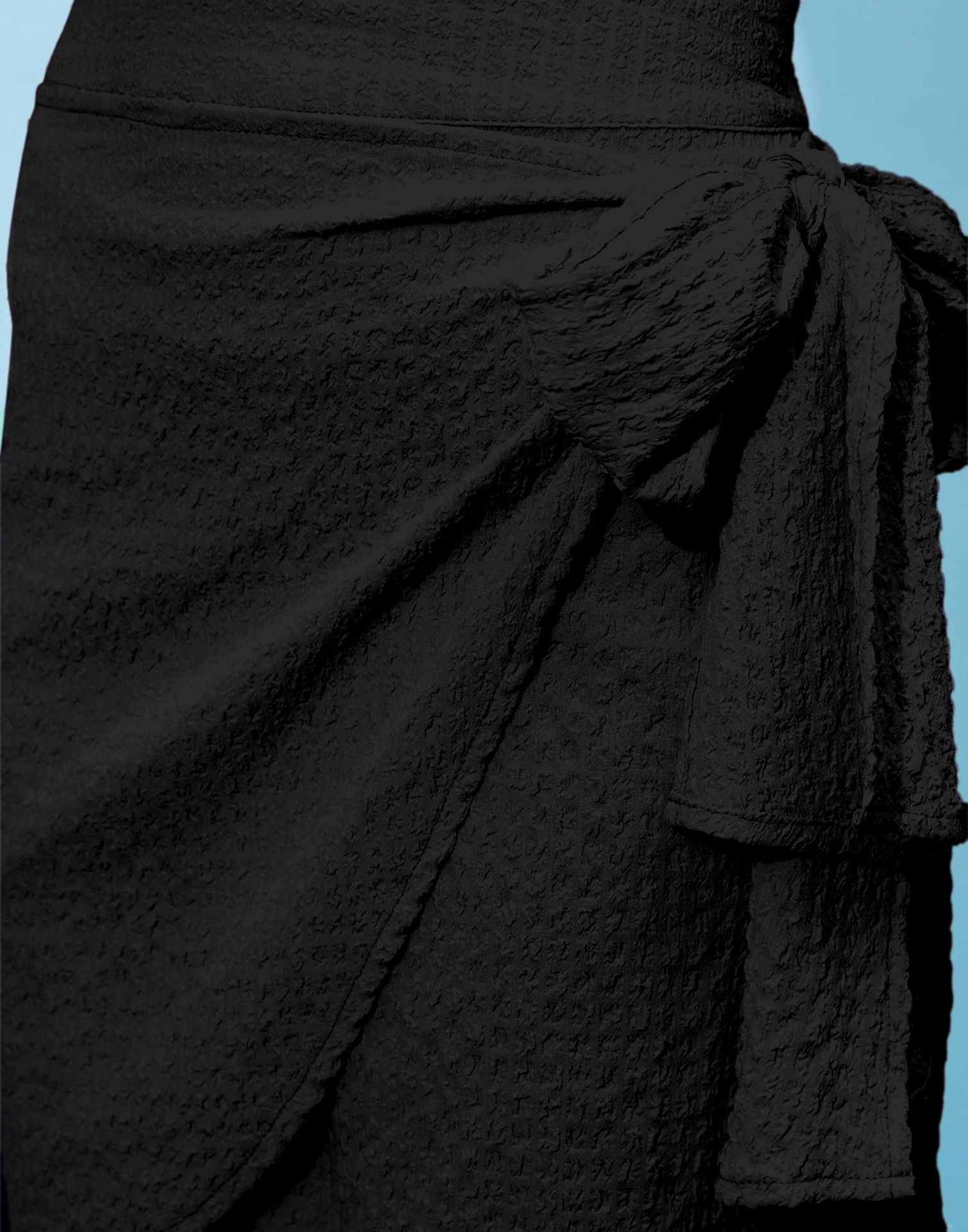 Black Wrap Around Knotted Skirt | Leemboodi