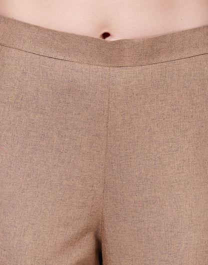 Beige Plain Cotton Straight Kurta With Pant And Dupatta | Leemboodi
