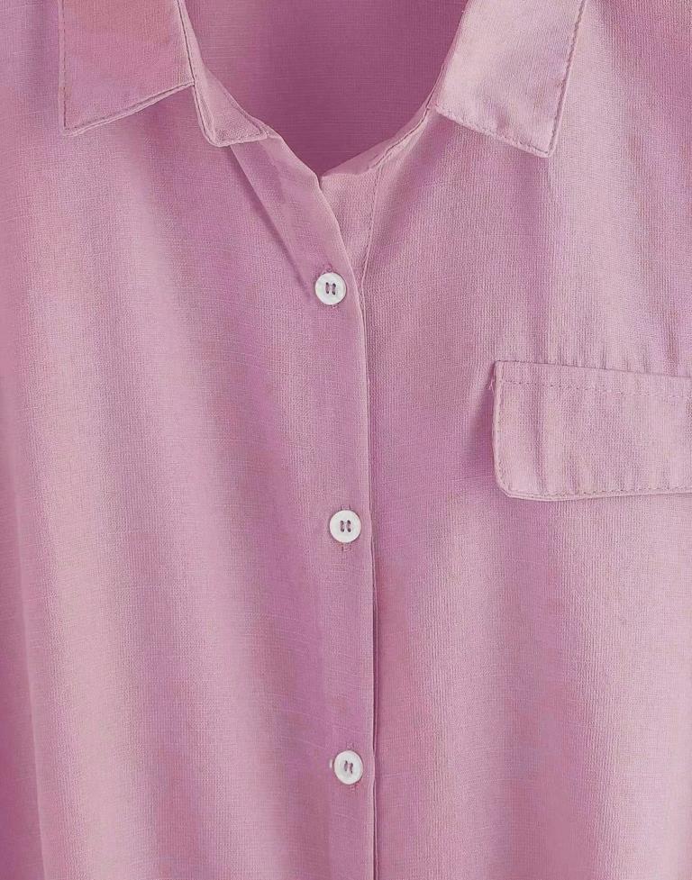 Pink Plain Rayon Shirt