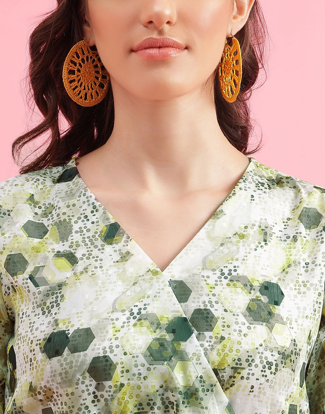 Green Printed Woven Top
