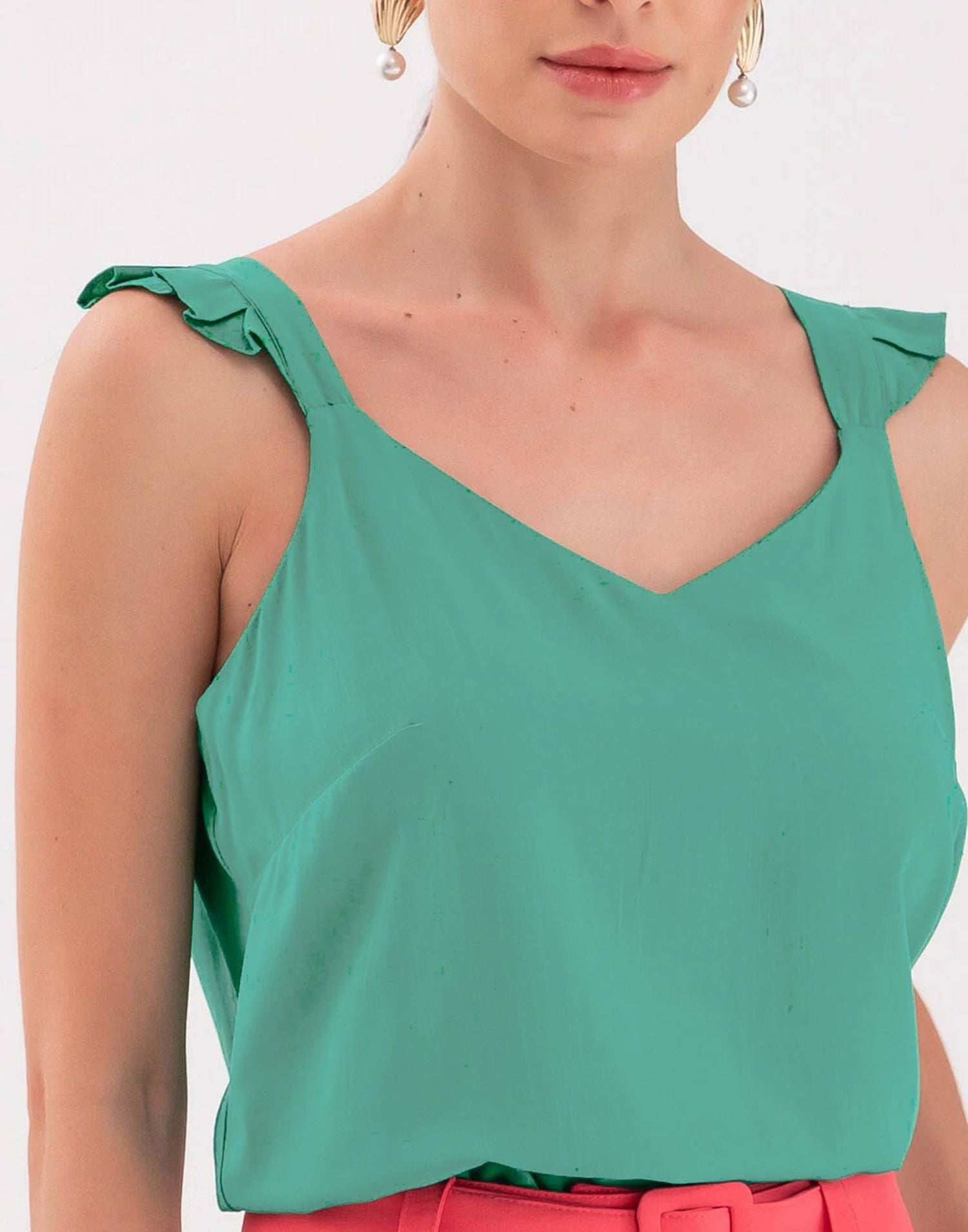 Green Plain Georgette Top