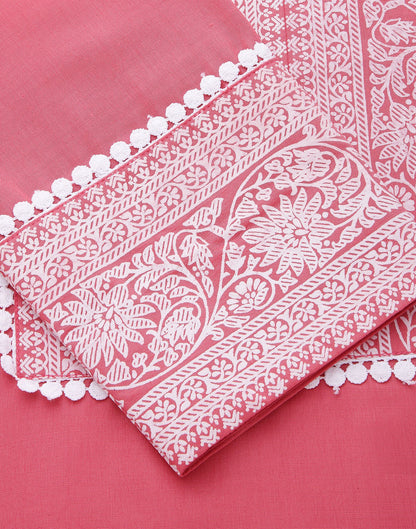 Pink Chinnon Printed Straight Kurti With Pant And Dupatta | Leemboodi