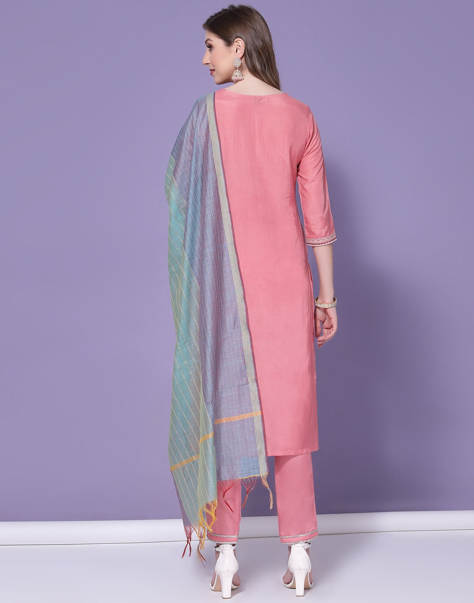 Indian Women Handmade Cotton Straight Kurti Pant With Dupatta Set Gift For  Her  eBay
