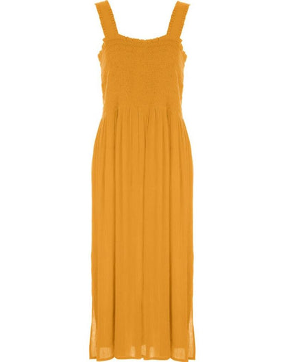 Yellow Plain Flared Dress