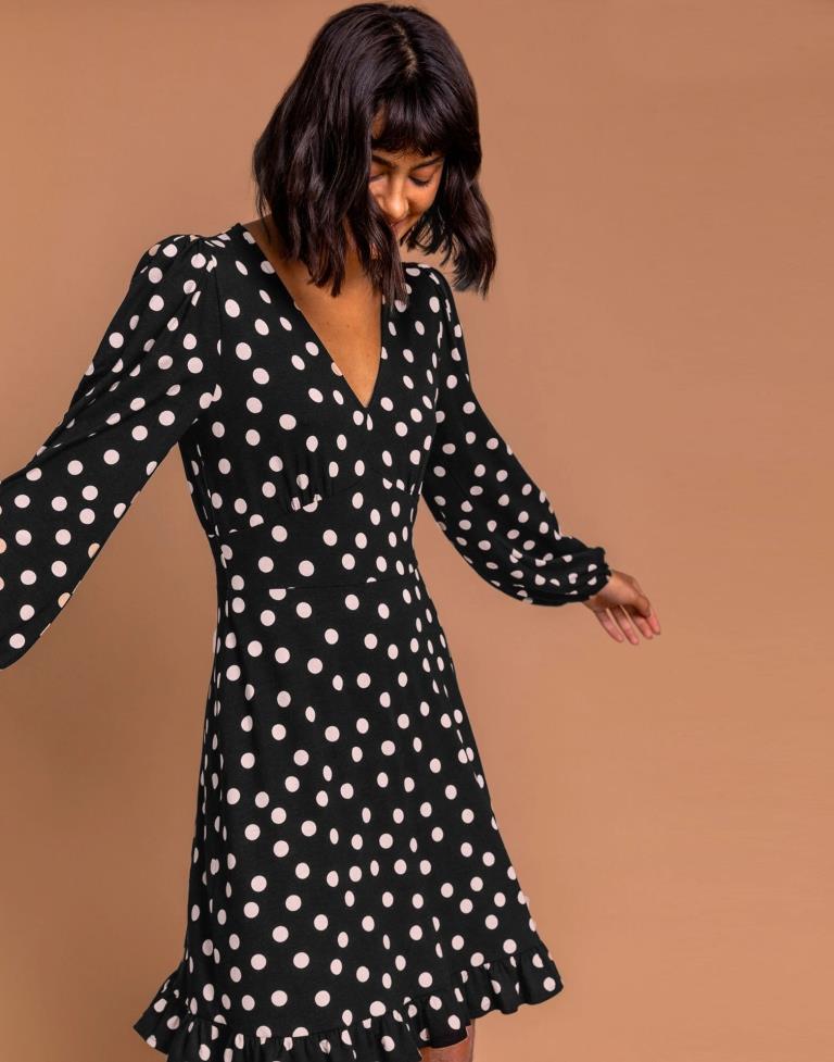 Black Pola Dot Dress | Leemboodi