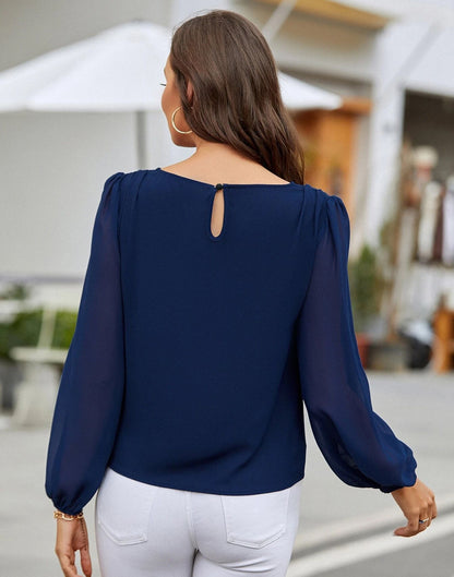 Blue Plain Georgette Top