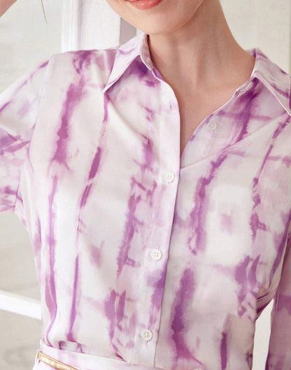 Purple Printed Cotton Shirt