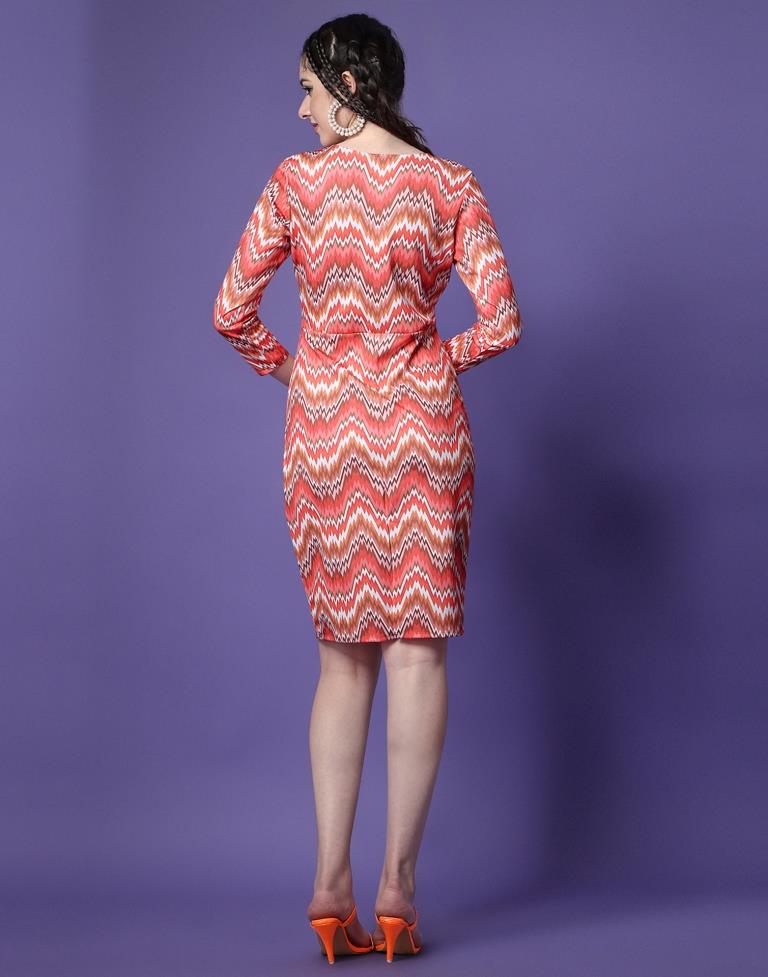 Pink Printed Straight Dress | Leemboodi