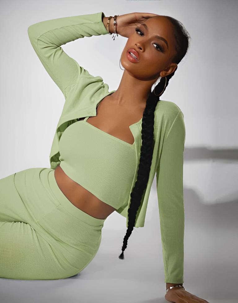Green Co-ord Set With Jacket