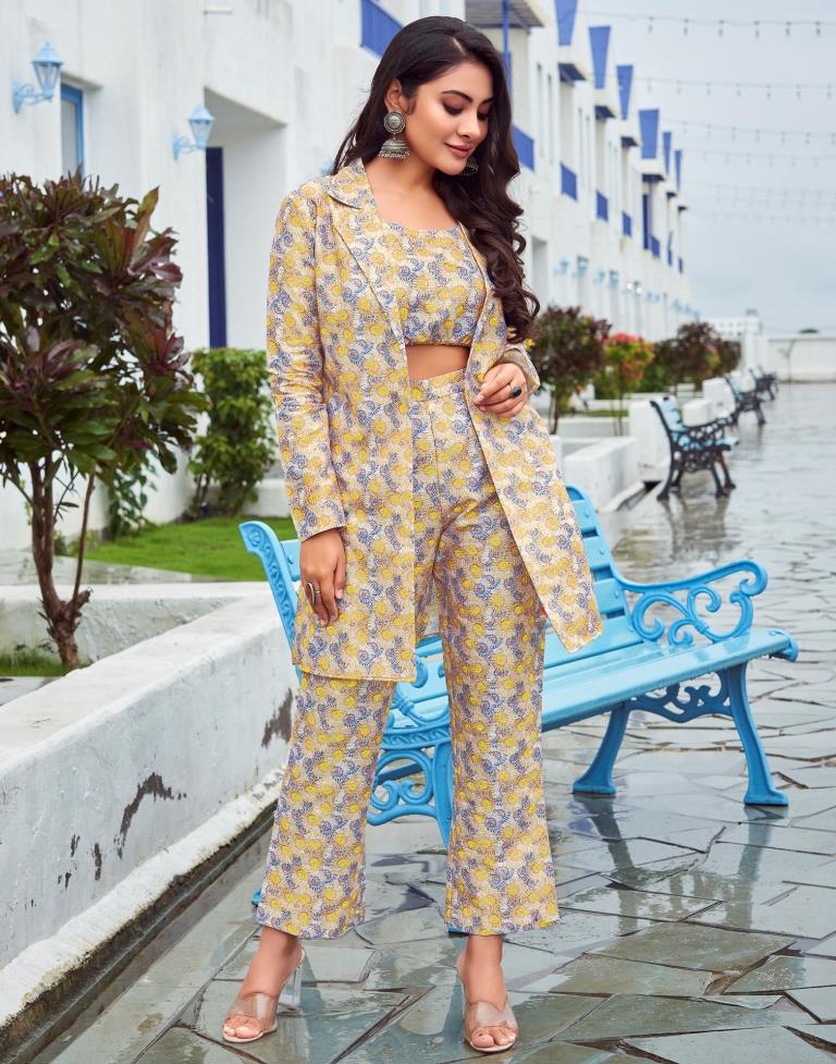 Yellow Multicoloured Printed Co-ord Set