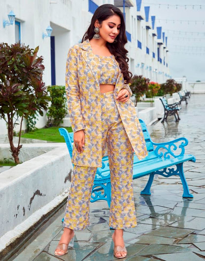 Yellow Multicoloured Printed Co-ord Set