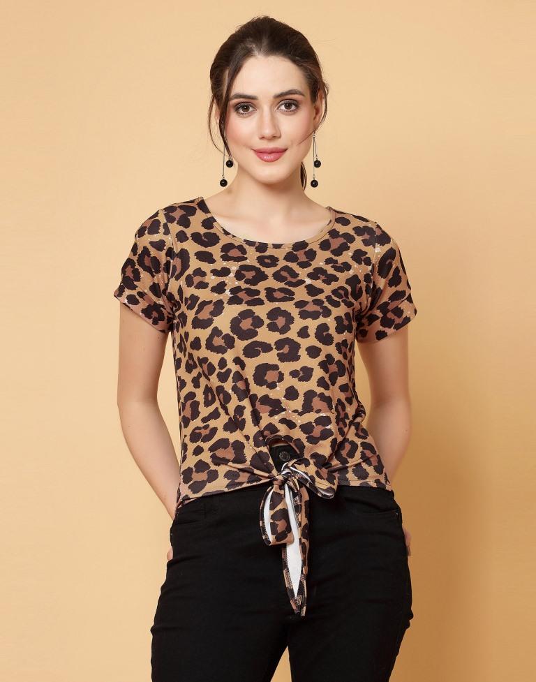 Brown Printed Top