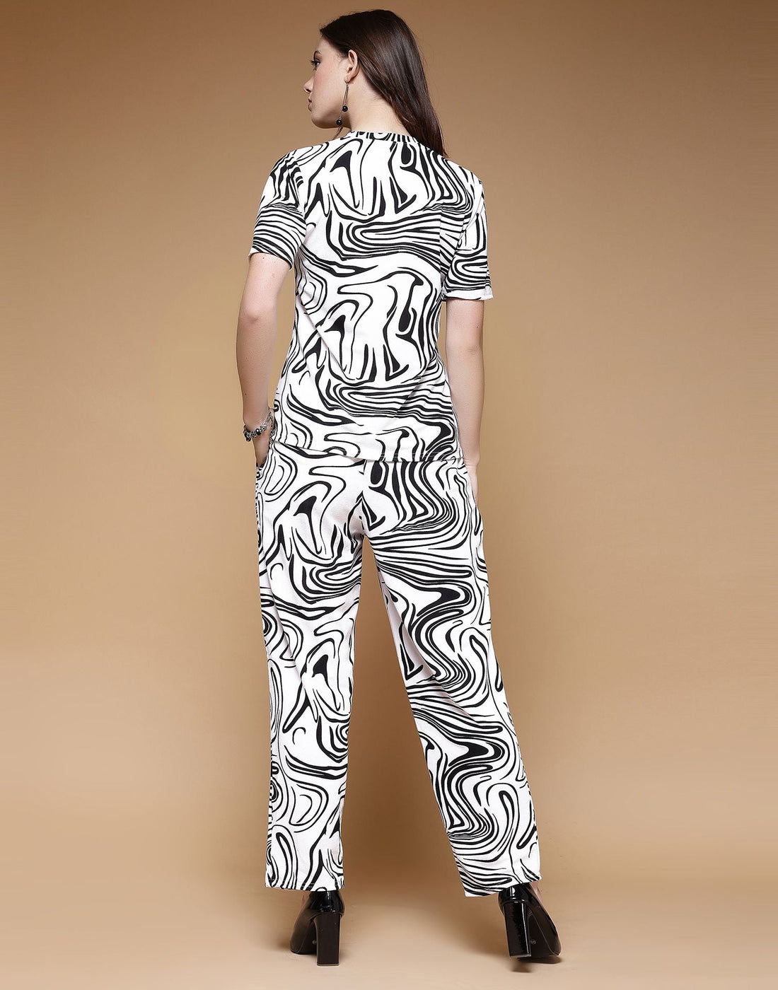 White Printed Lycra Co-ord