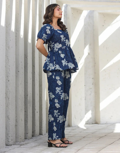 Blue Printed Rayon Co-ord Set