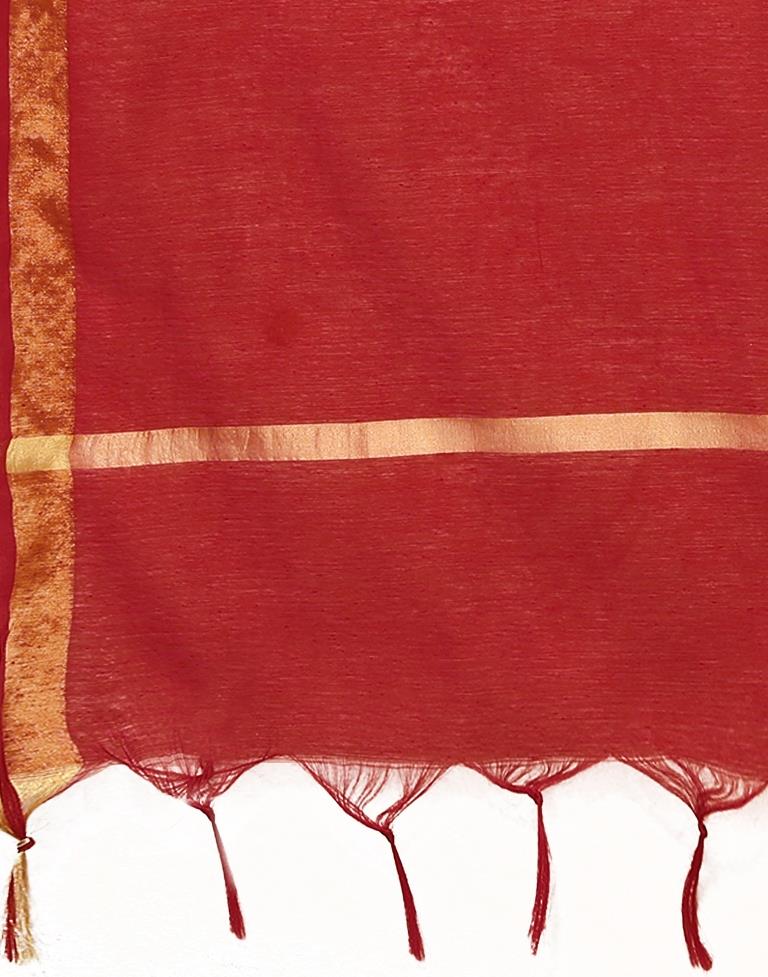 Red Silk Embroidery Straight Kurta Set