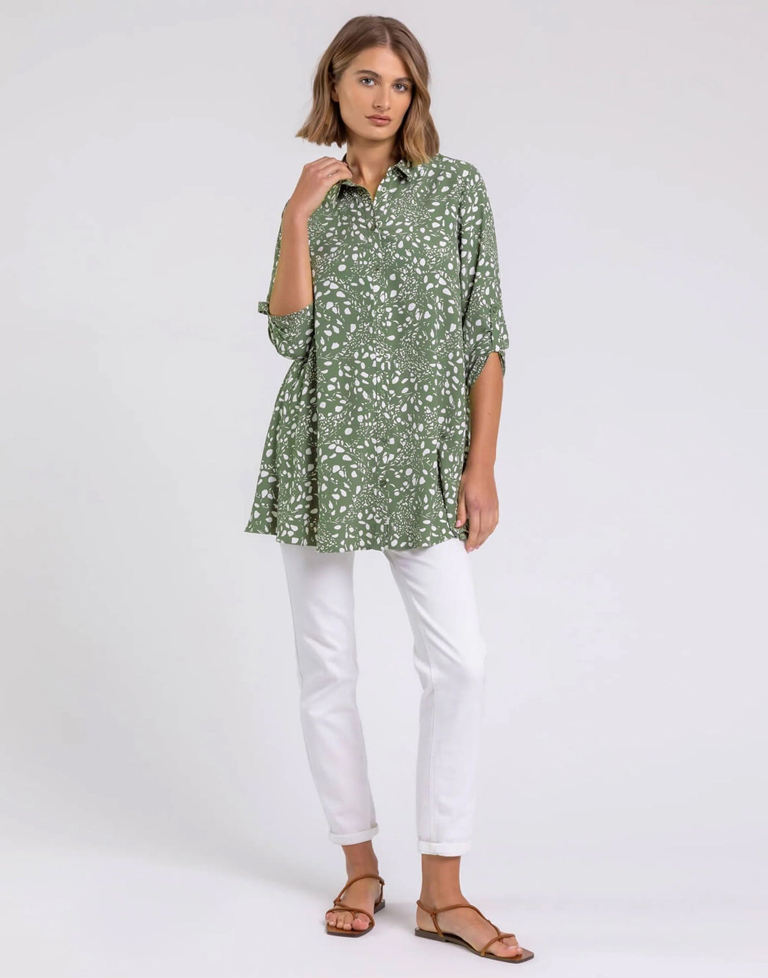 Dusty Green Rayon Printed Top