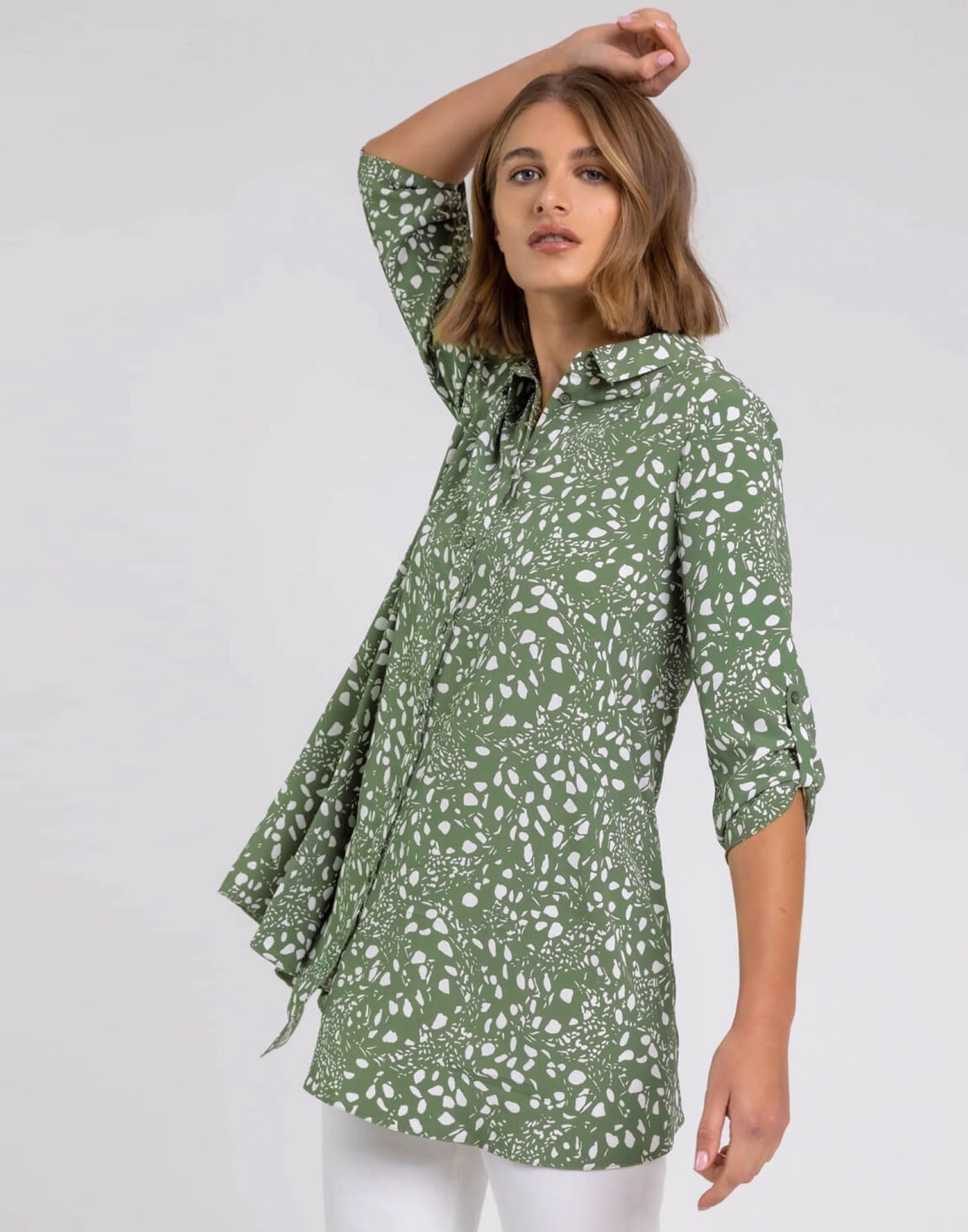 Dusty Green Rayon Printed Top