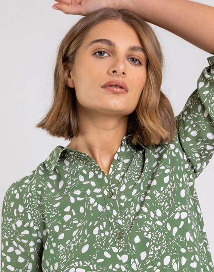 Dusty Green Rayon Printed Top