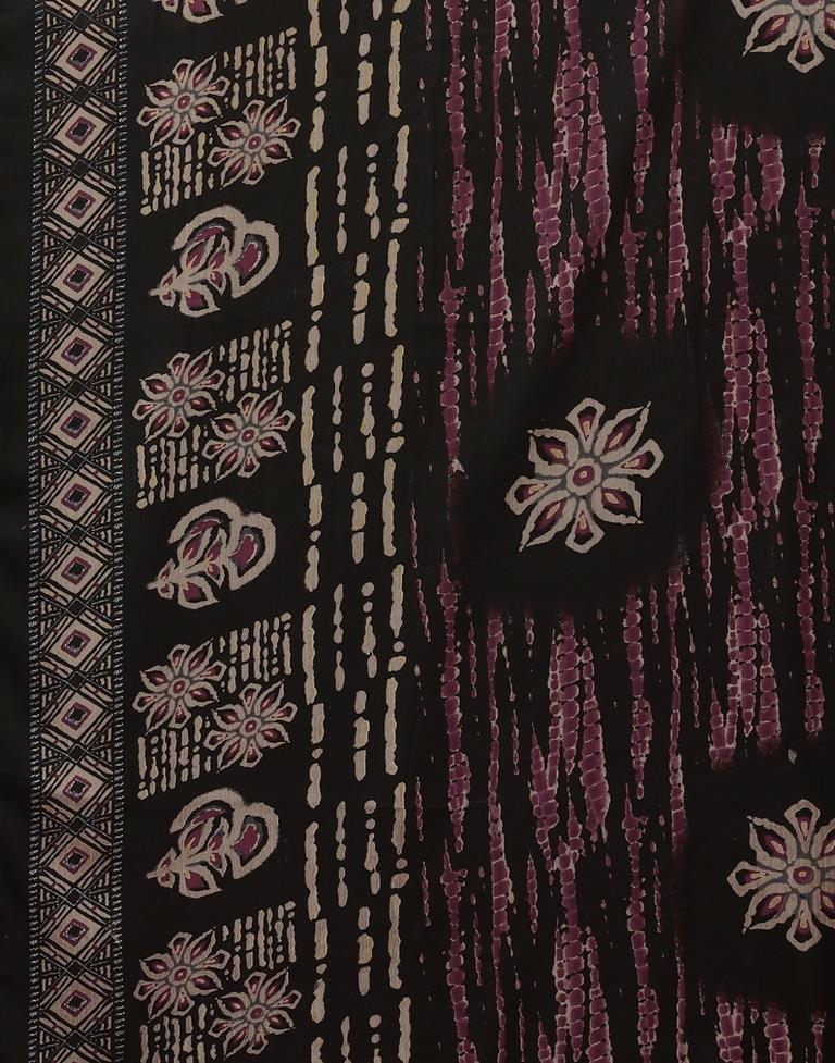Black Cotton Printed Flared Kurta Kurti With Pant And Dupatta | Leemboodi