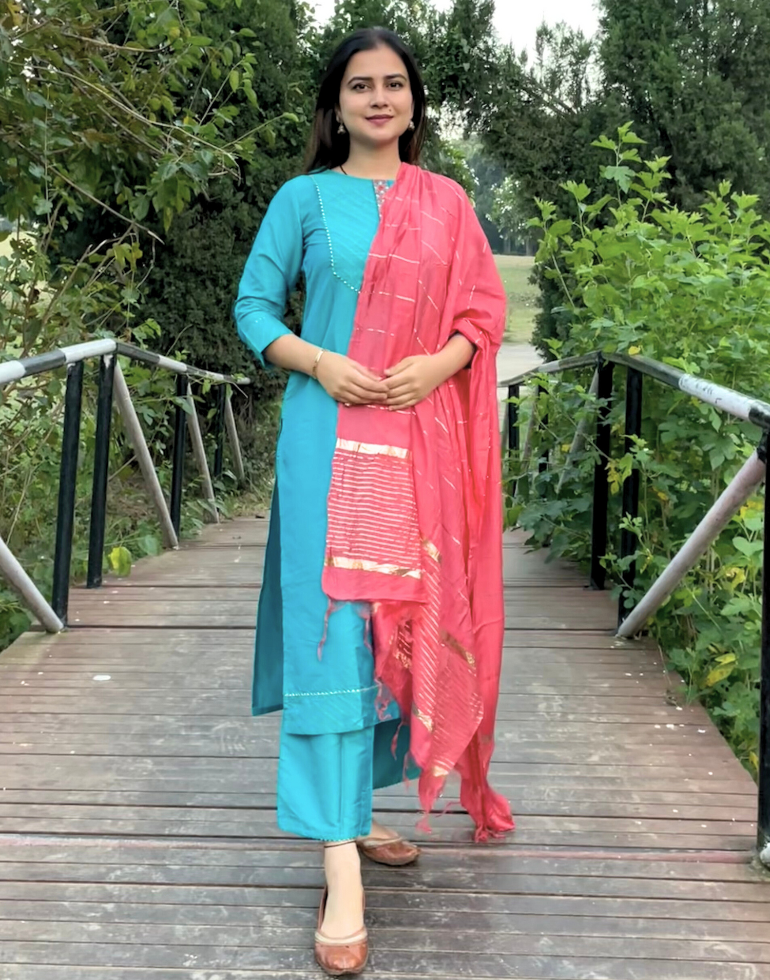 Rama Kurti With Pant And Dupatta