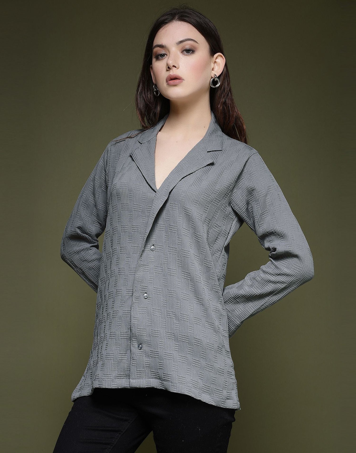 Grey Plain Lycra Shirt