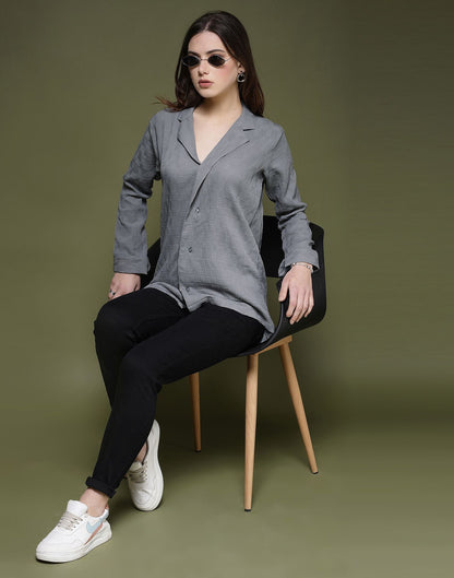 Grey Plain Lycra Shirt