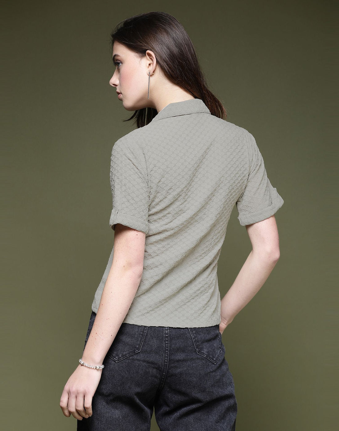Grey Plain Lycra Shirt
