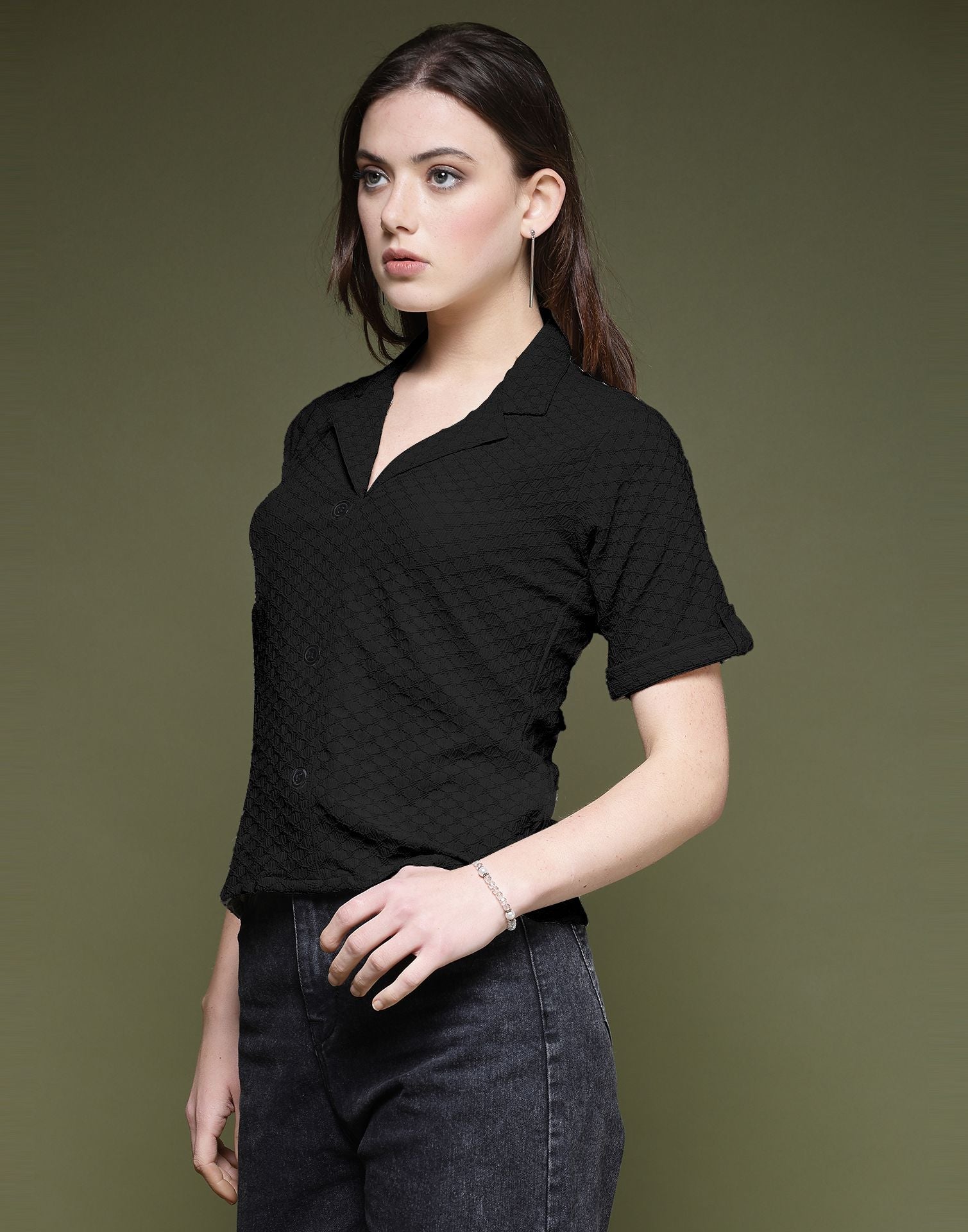 Black Plain Lycra Shirt