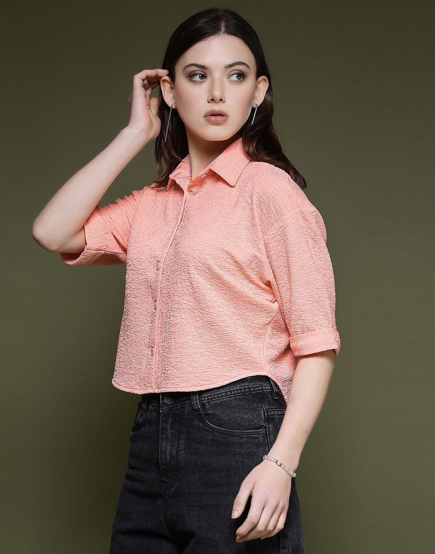 Peach Plain Lycra Shirt