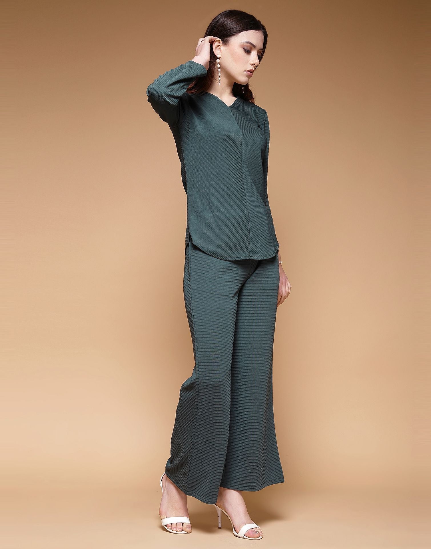 Dusty Dark Green Lycra Co-ord Set