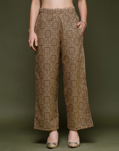Brown Printed Cotton Co-ord Set