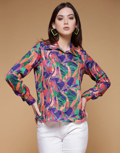 Multicoloured Printed Silk Shirt