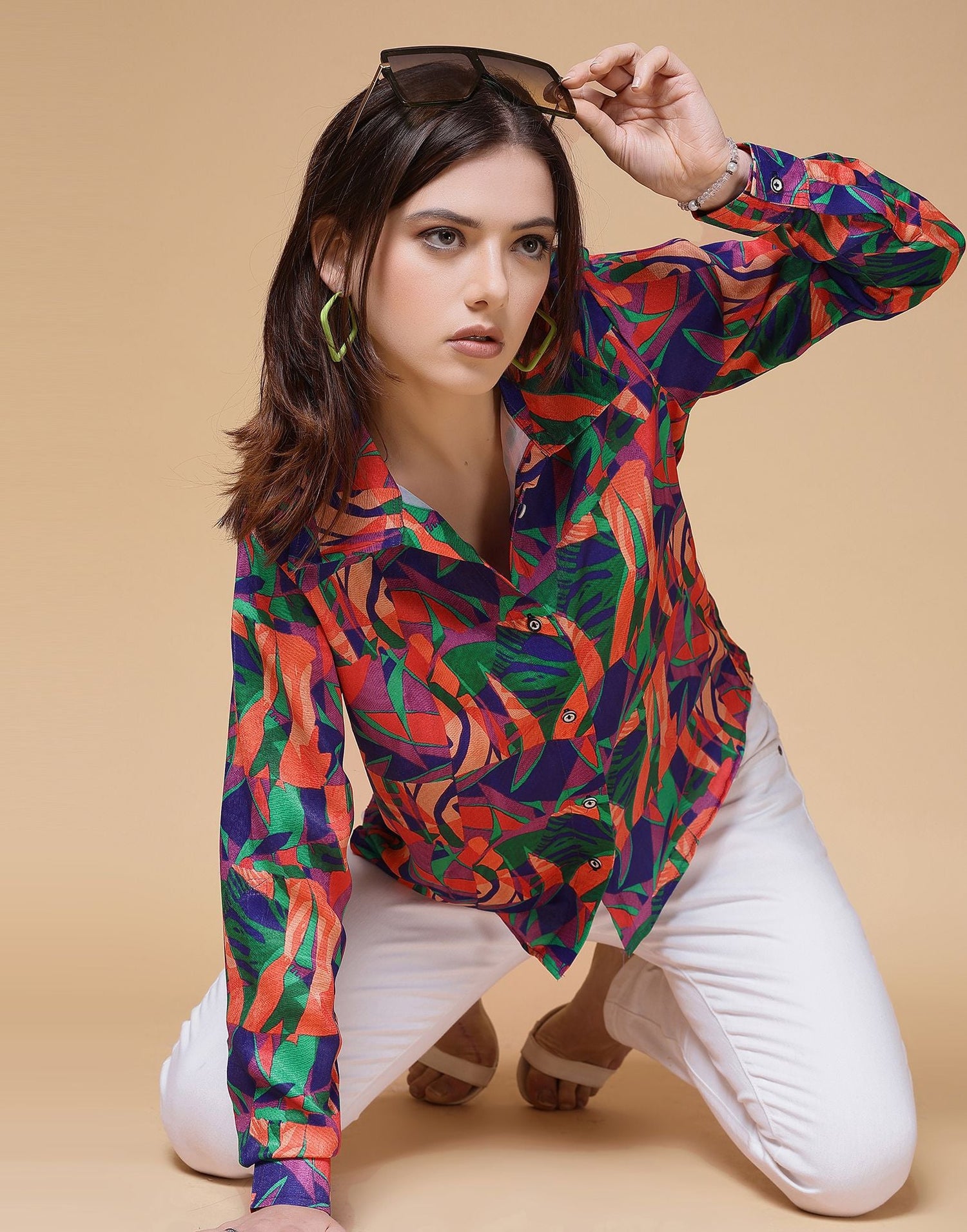 Multicoloured Printed Silk Shirt