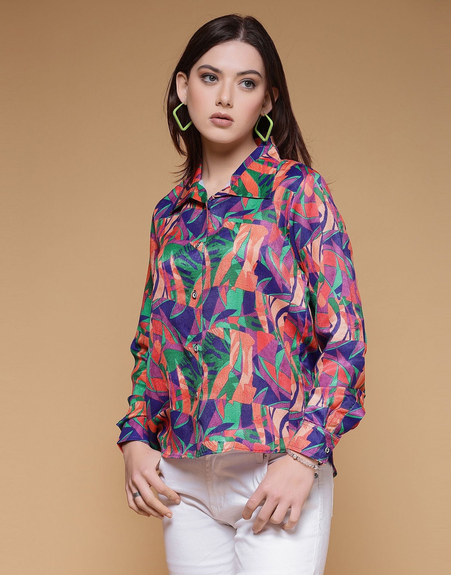 Multicoloured Printed Silk Shirt