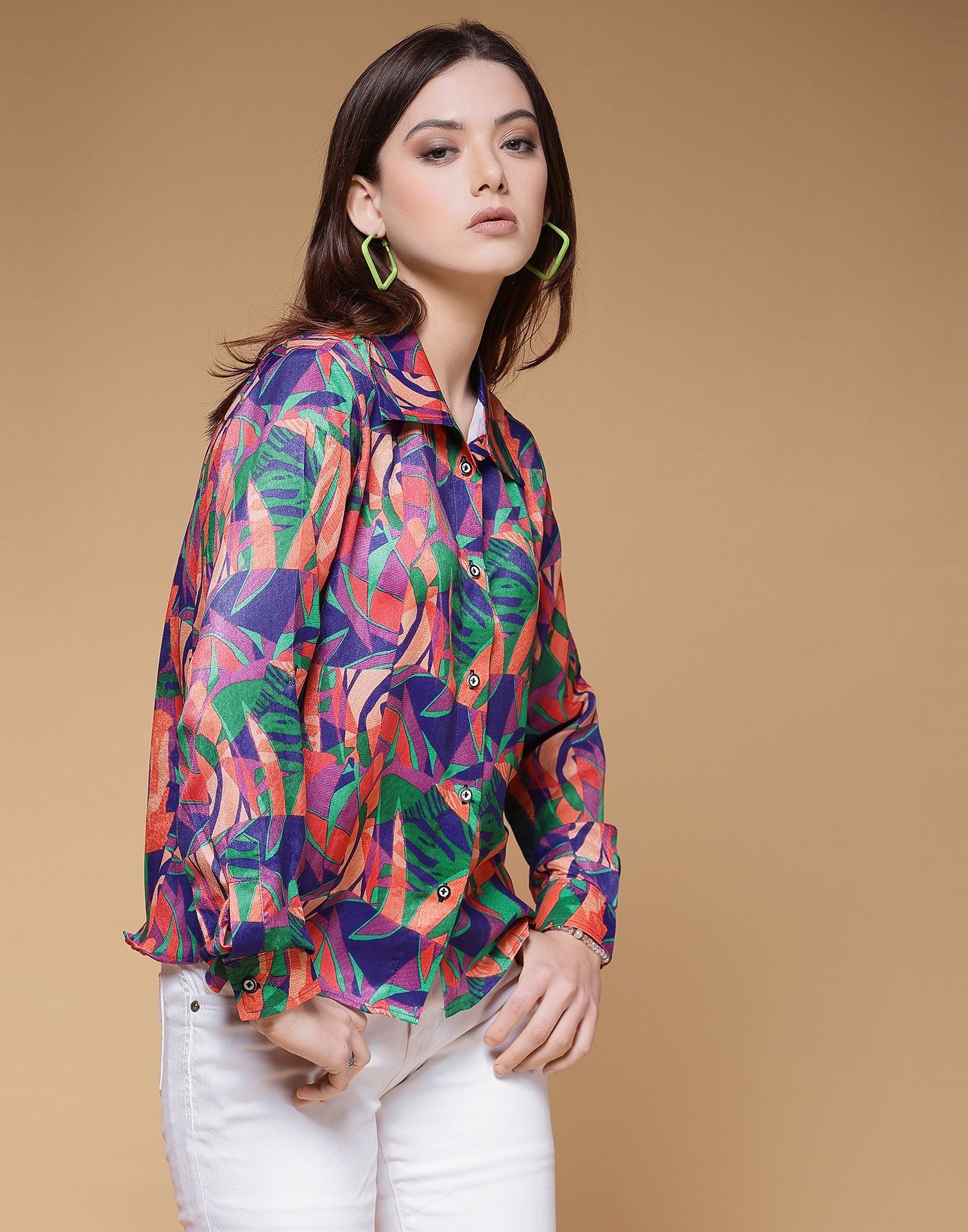 Multicoloured Printed Silk Shirt