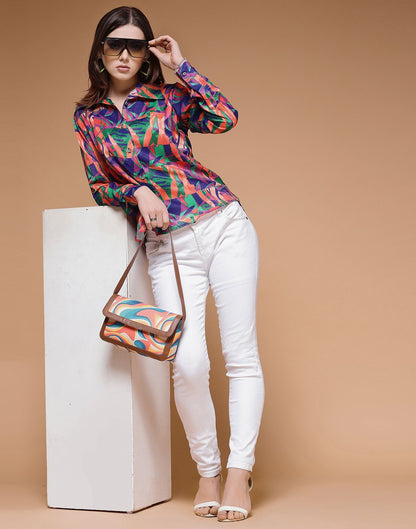 Multicoloured Printed Silk Shirt