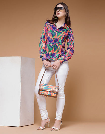 Multicoloured Printed Silk Shirt