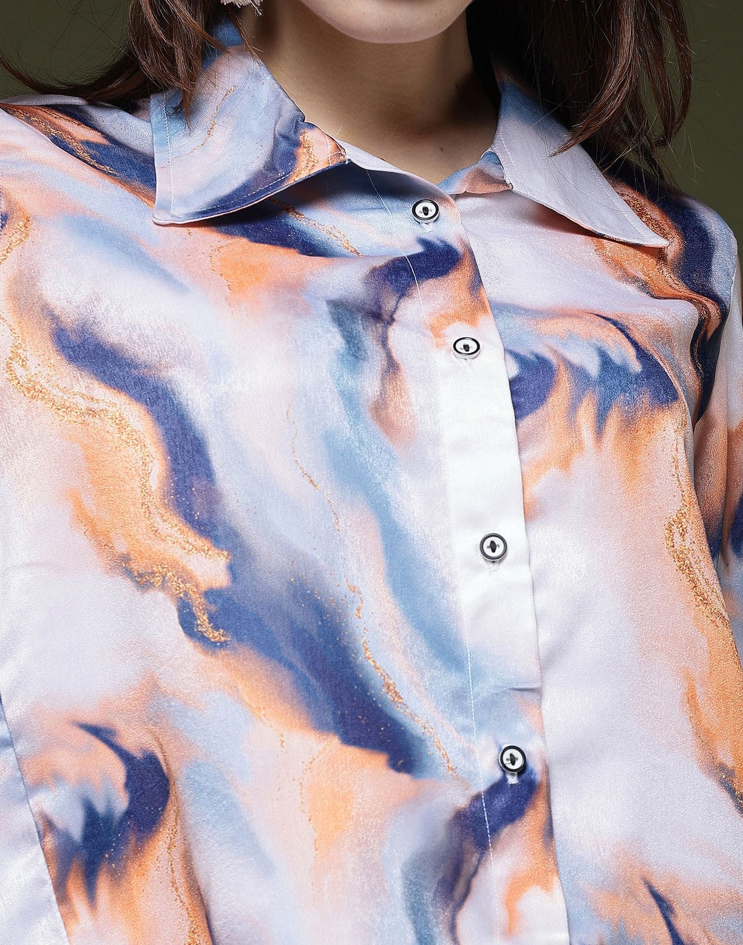 White Printed Silk Shirt