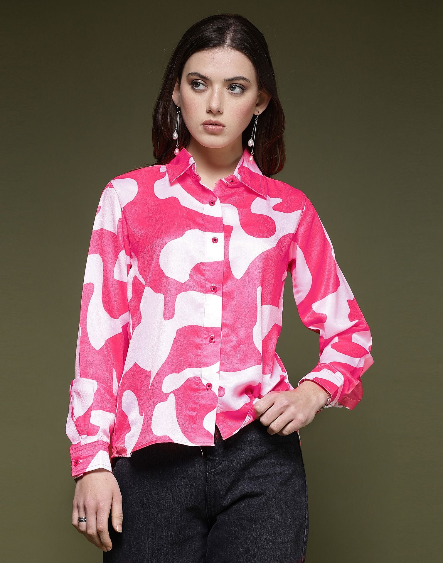 Pink Printed Silk Shirt