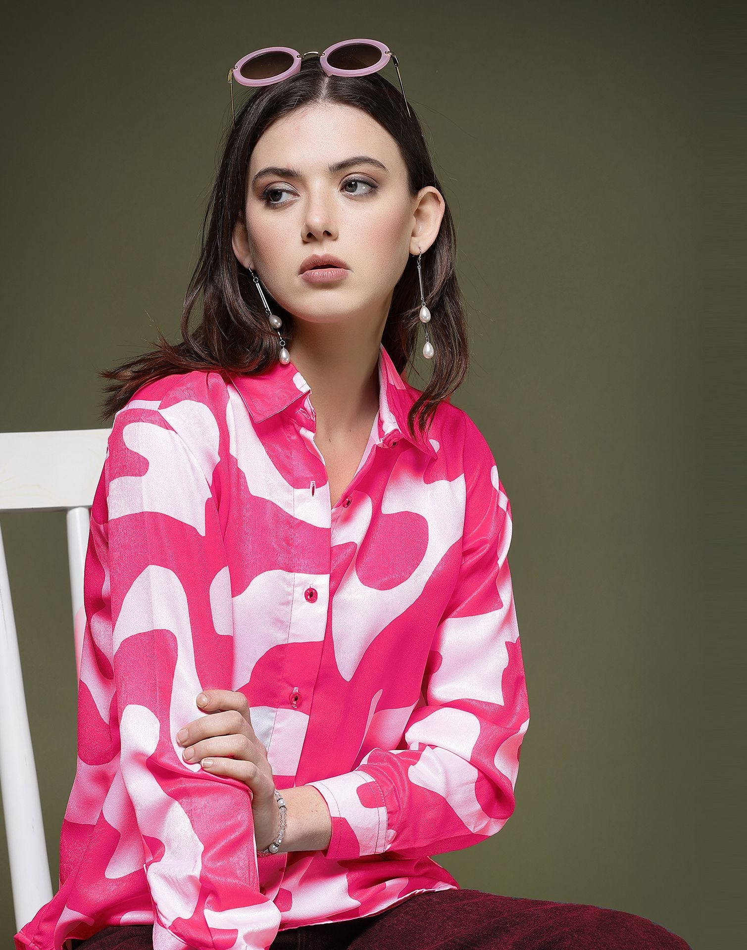 Pink Printed Silk Shirt