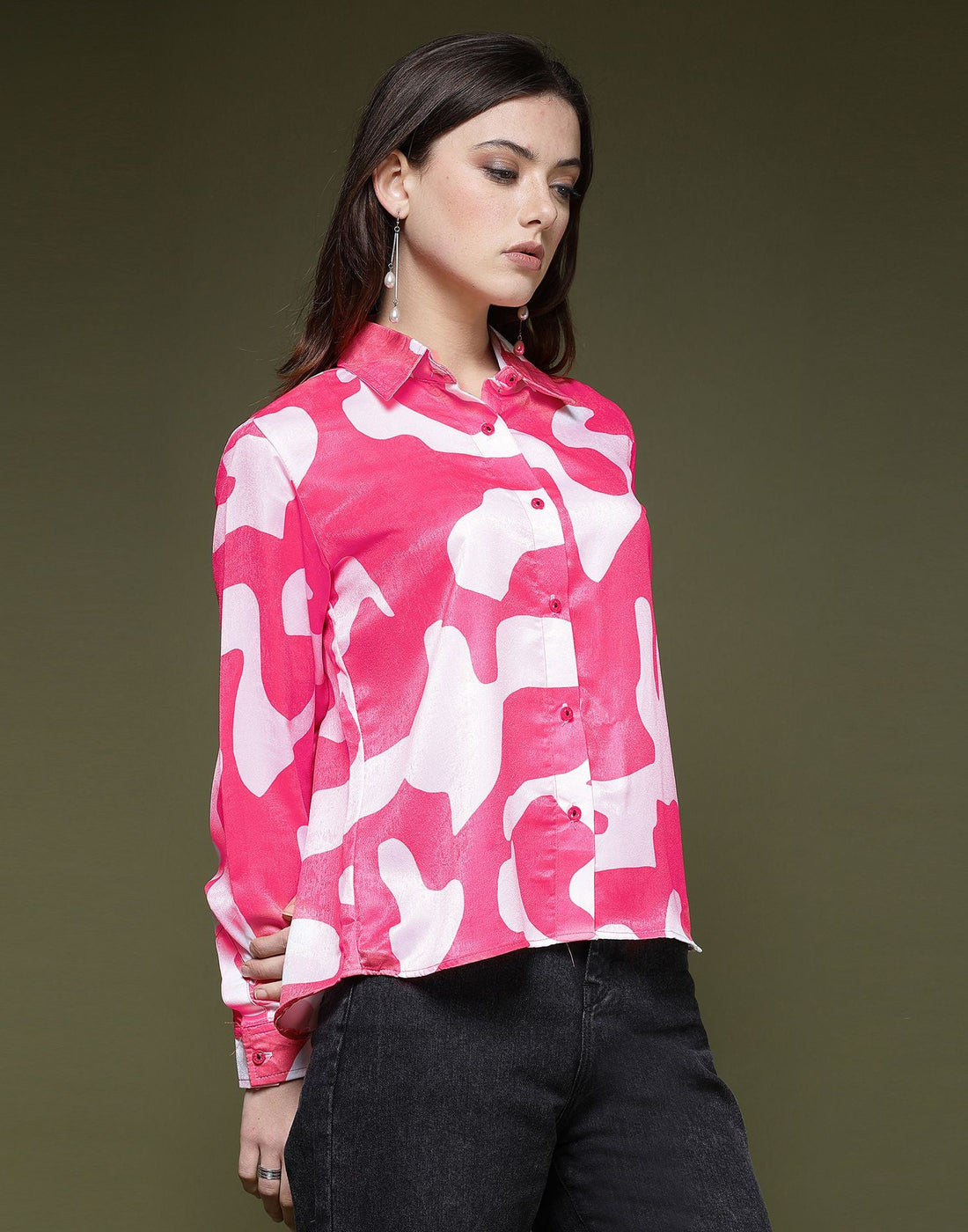 Pink Printed Silk Shirt