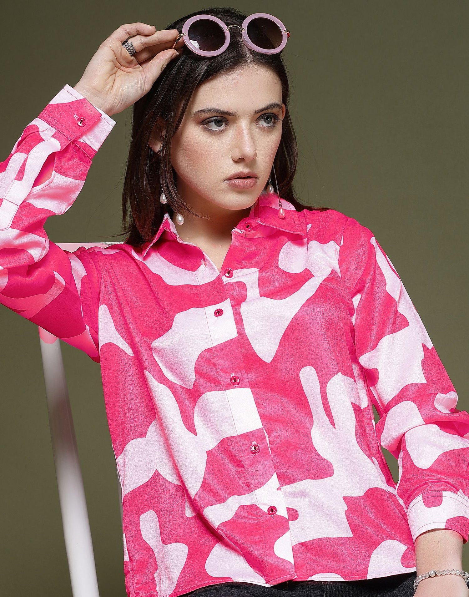 Pink Printed Silk Shirt