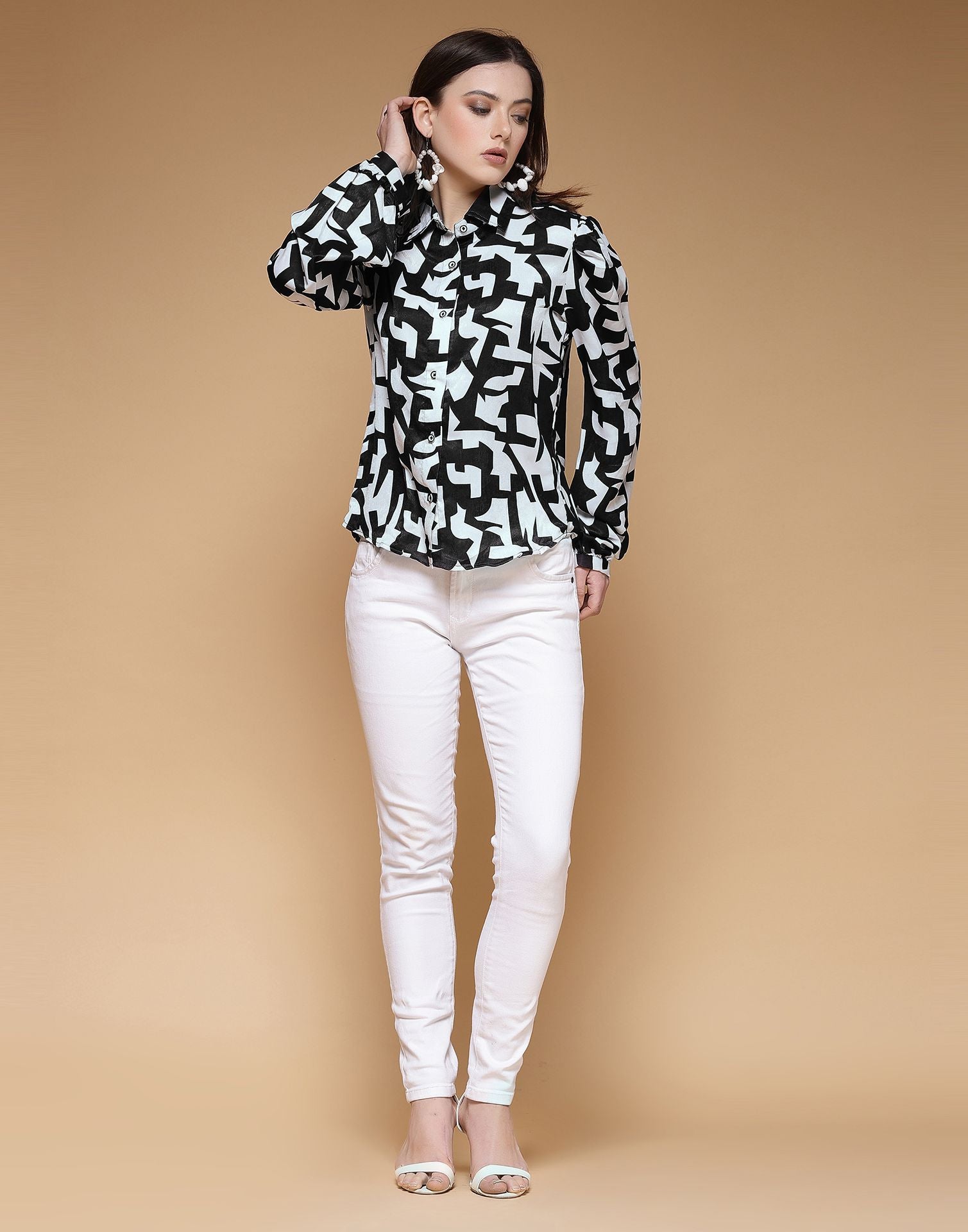 Black Printed Silk Shirt