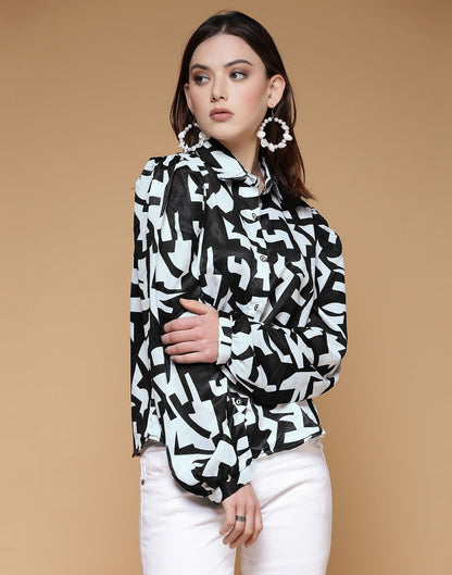 Black Printed Silk Shirt