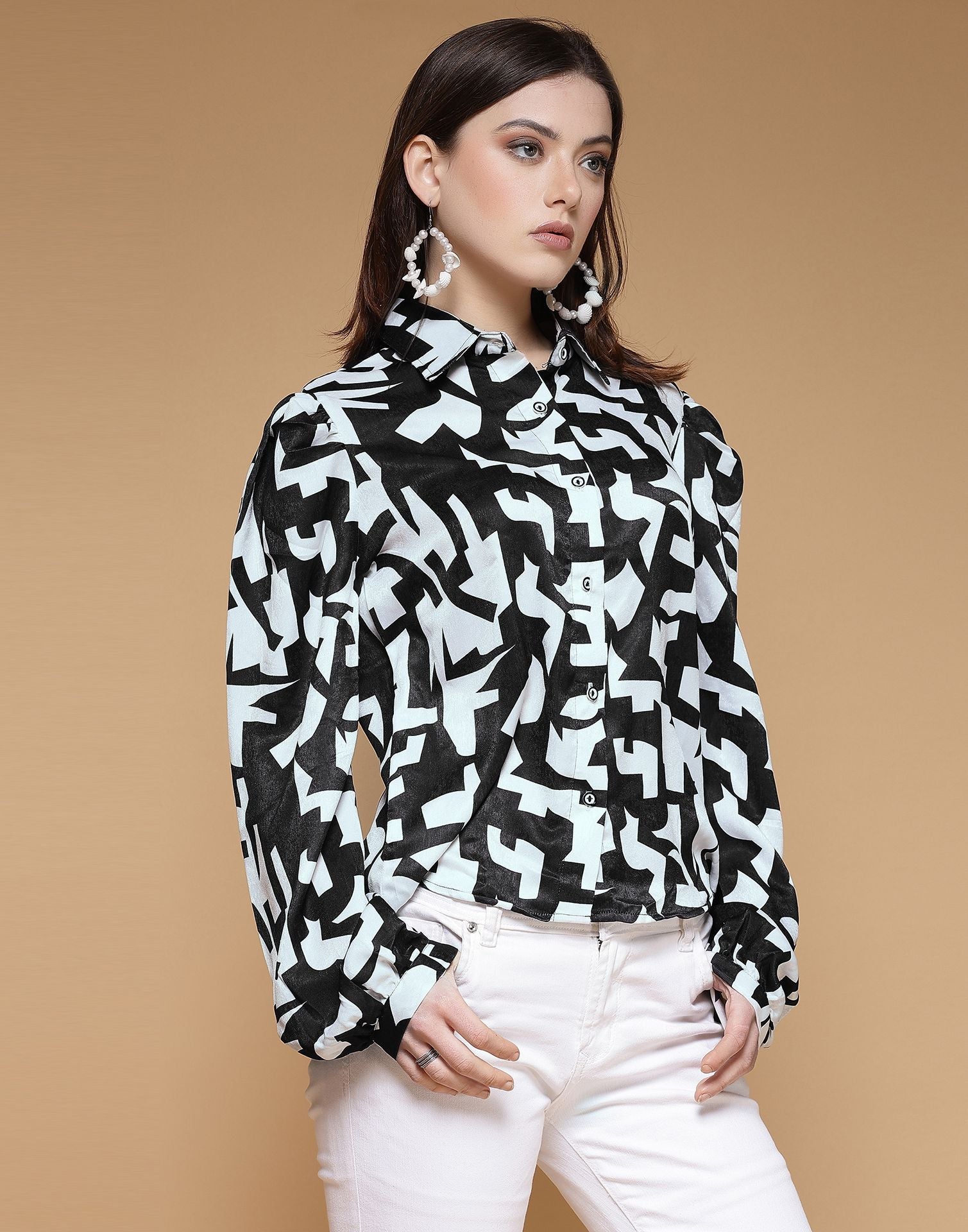 Black Printed Silk Shirt