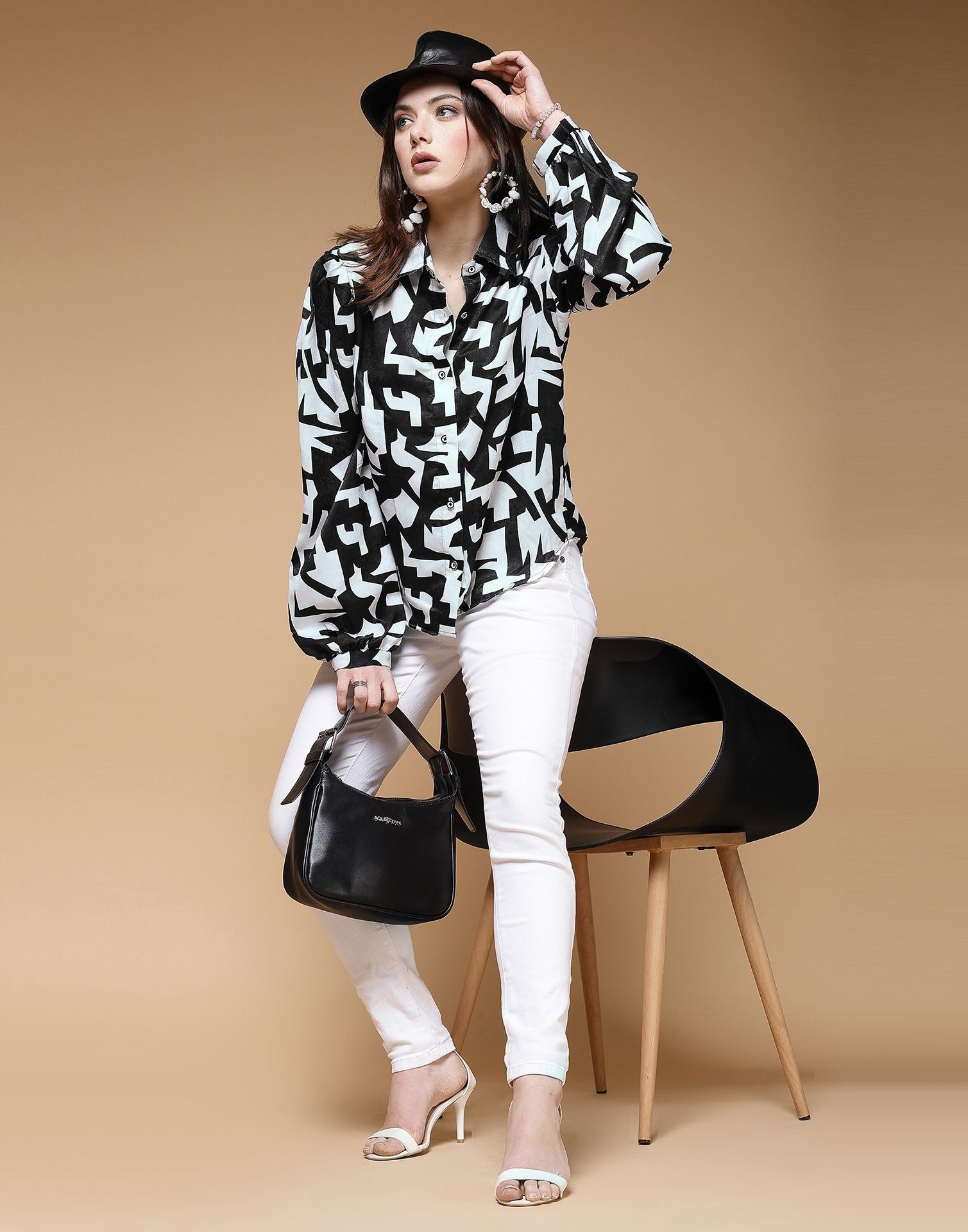 Black Printed Silk Shirt