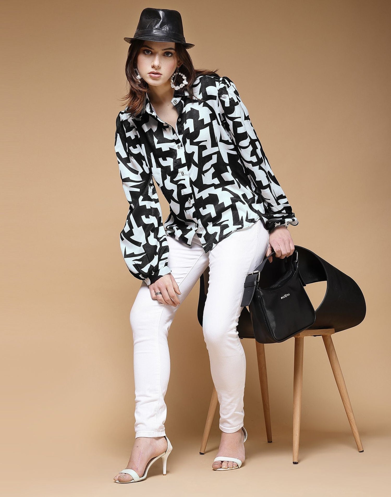 Black Printed Silk Shirt