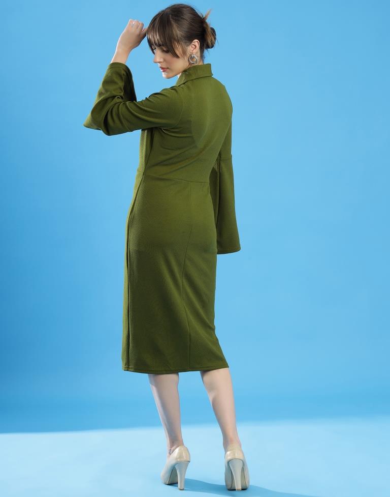Mehandi Green Lycra Plain Dress
