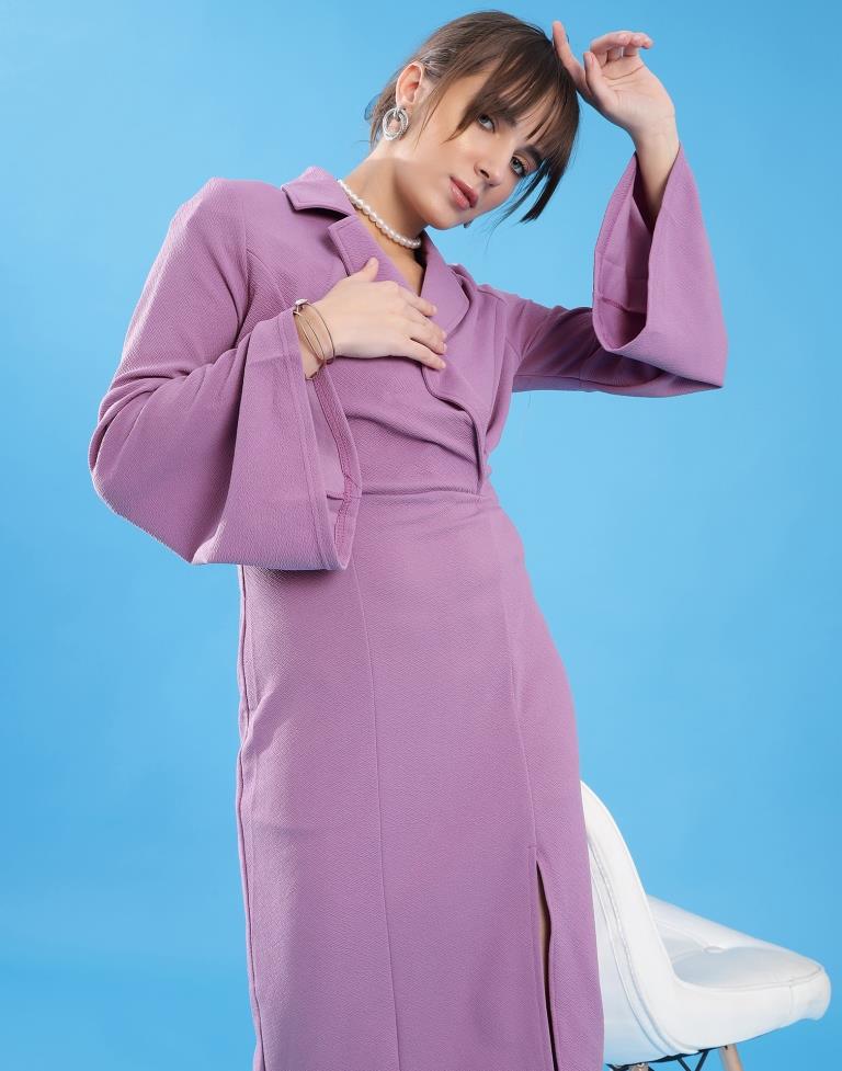 Lavender Lycra Plain Dress