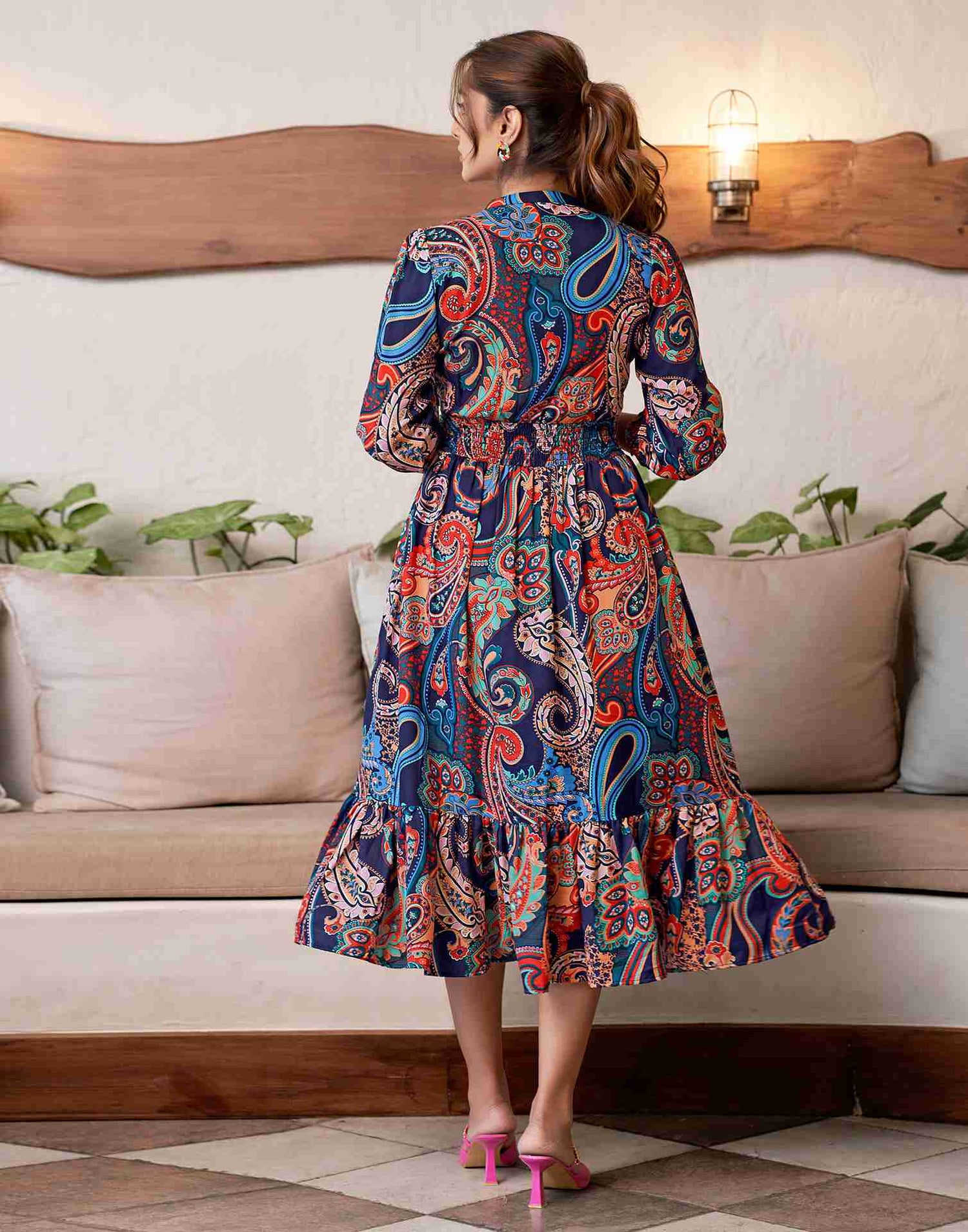 Multicolored Rayon Printed Dress